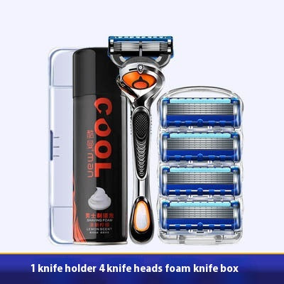 Men's 5-Layer Manual Razor Shaver with Blade Refills