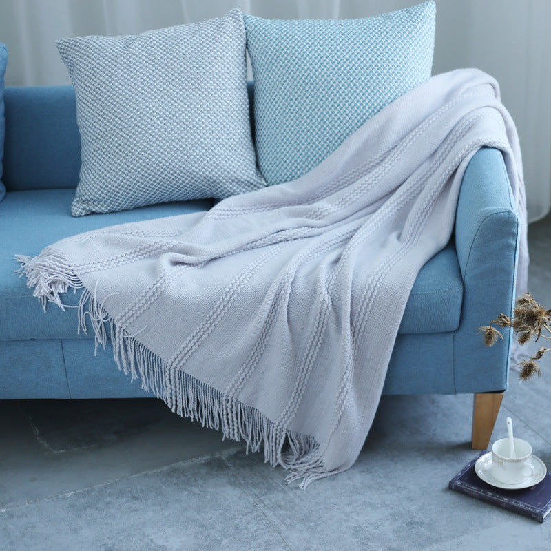 Gray Knitted Sofa Blanket Air Conditioner Cover 130x170cm - Home & Garden
