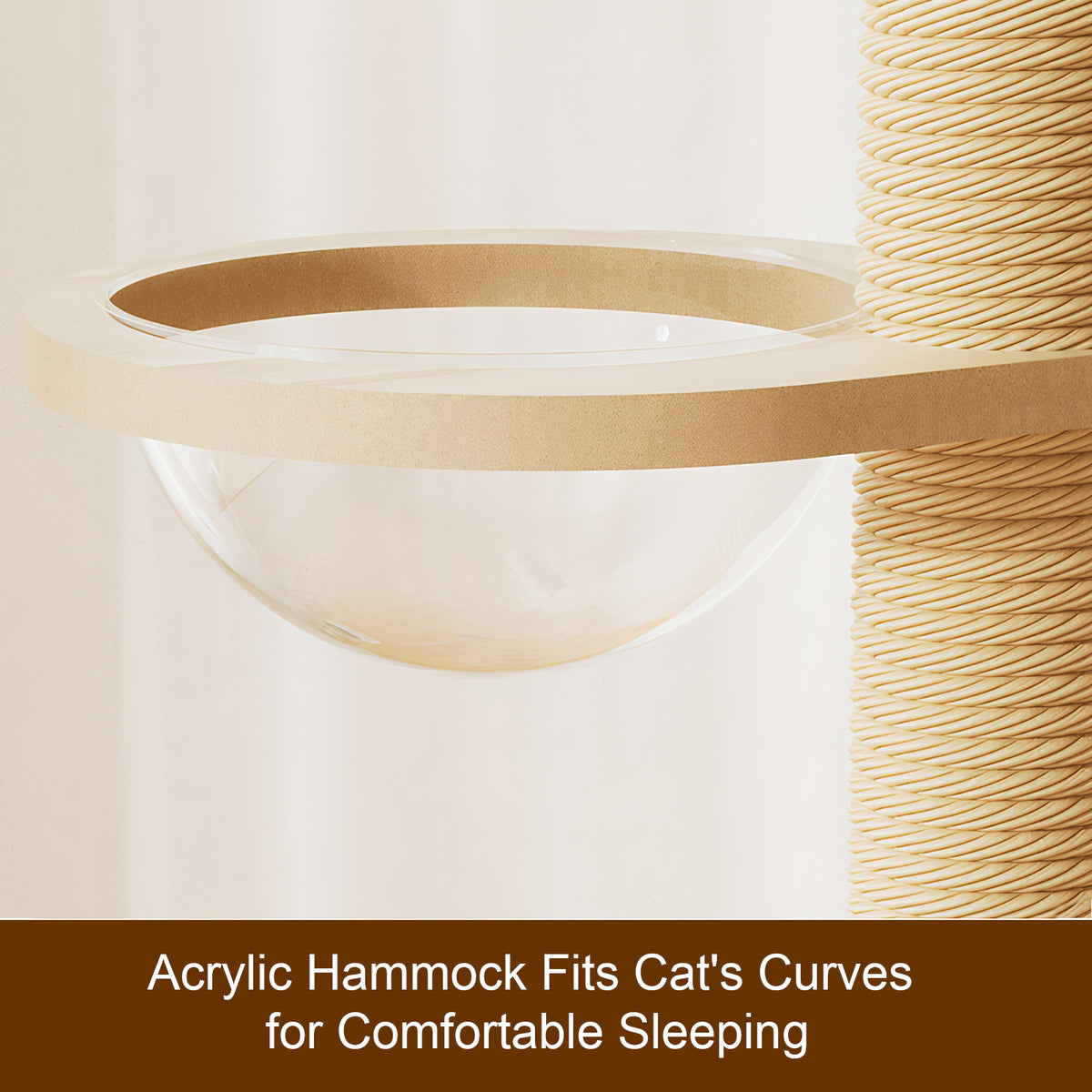 Adjustable Floor-to-Ceiling Cat Tree Tower with Sisal Post & Toys, Natural Finish