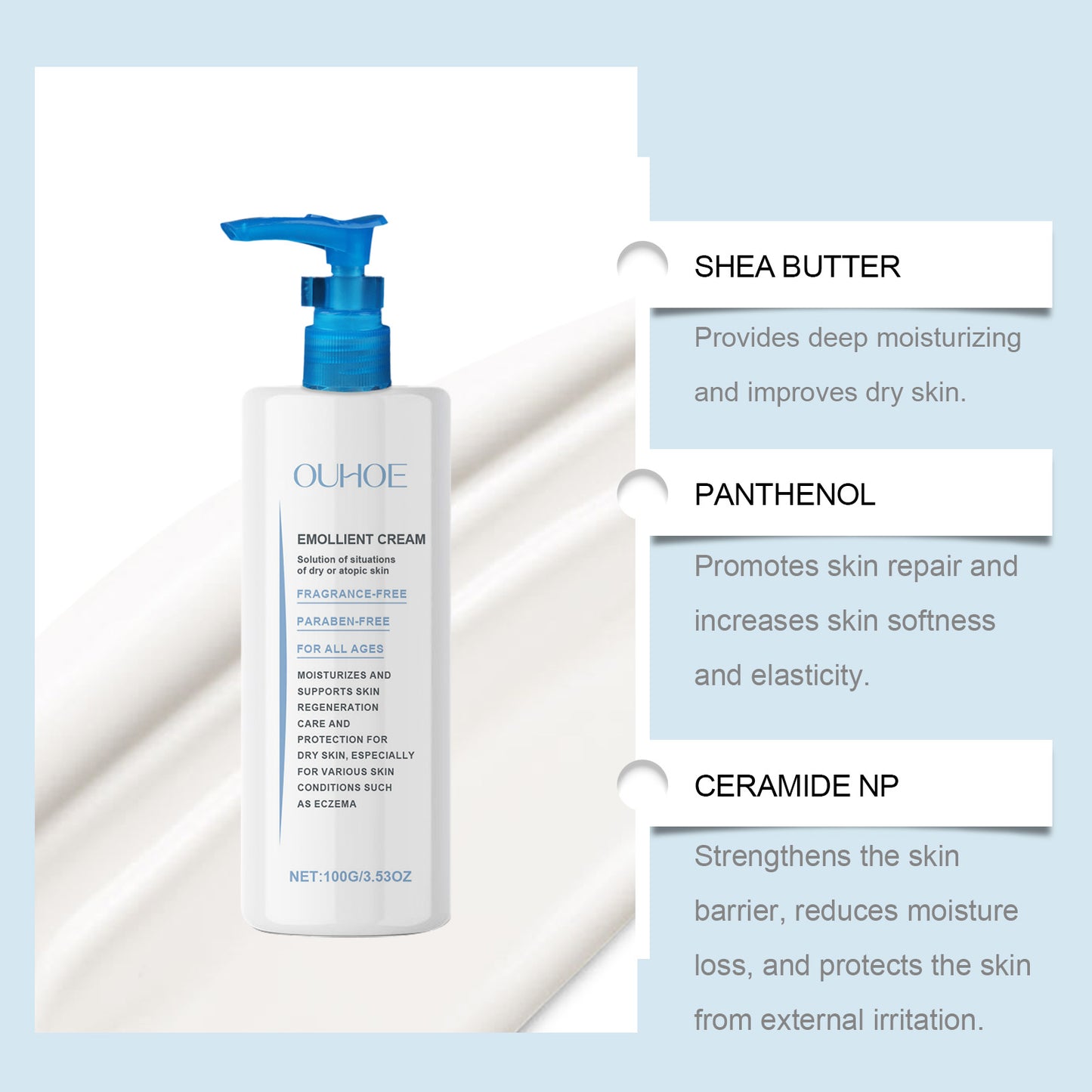 Moisturizing Body Cream with Panthenol & Ceramide for Dry Skin - 100g