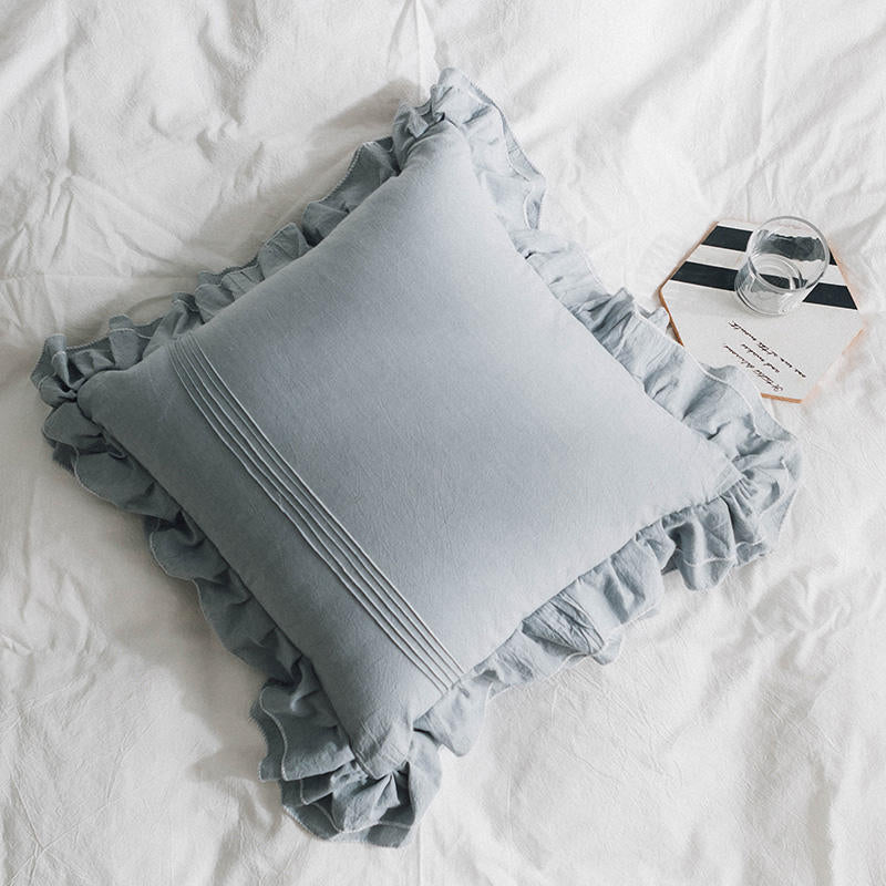 Small Cotton Pillowcase - Ruffled Pure Cotton Home Cushion Cover