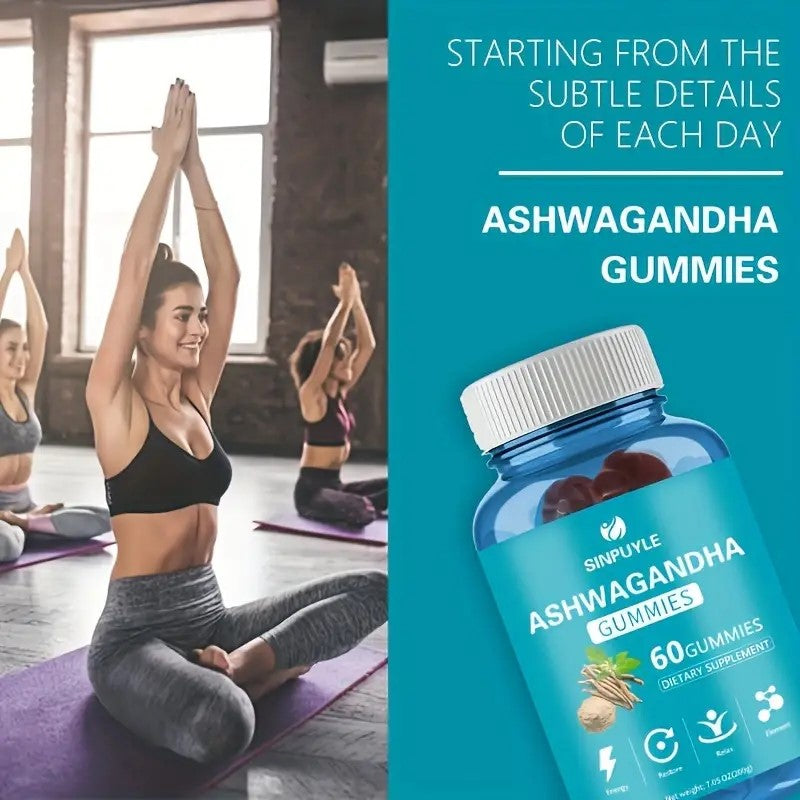 Ashwagandha Gummies - 60 Count Natural Adaptogen Supplement for Stress Relief