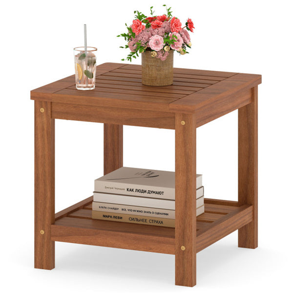 Versatile 2-Tier Wooden Side Table, Easy Assembly Nightstand For