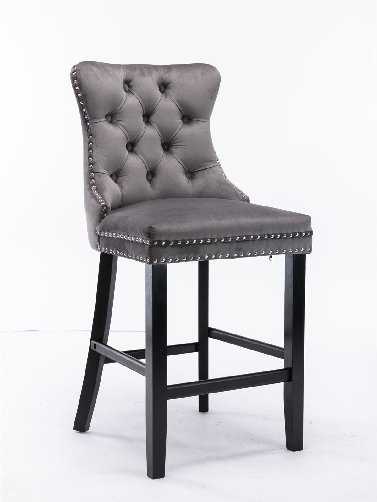 Contemporary Velvet Bar Stools Set of 2 - Gray