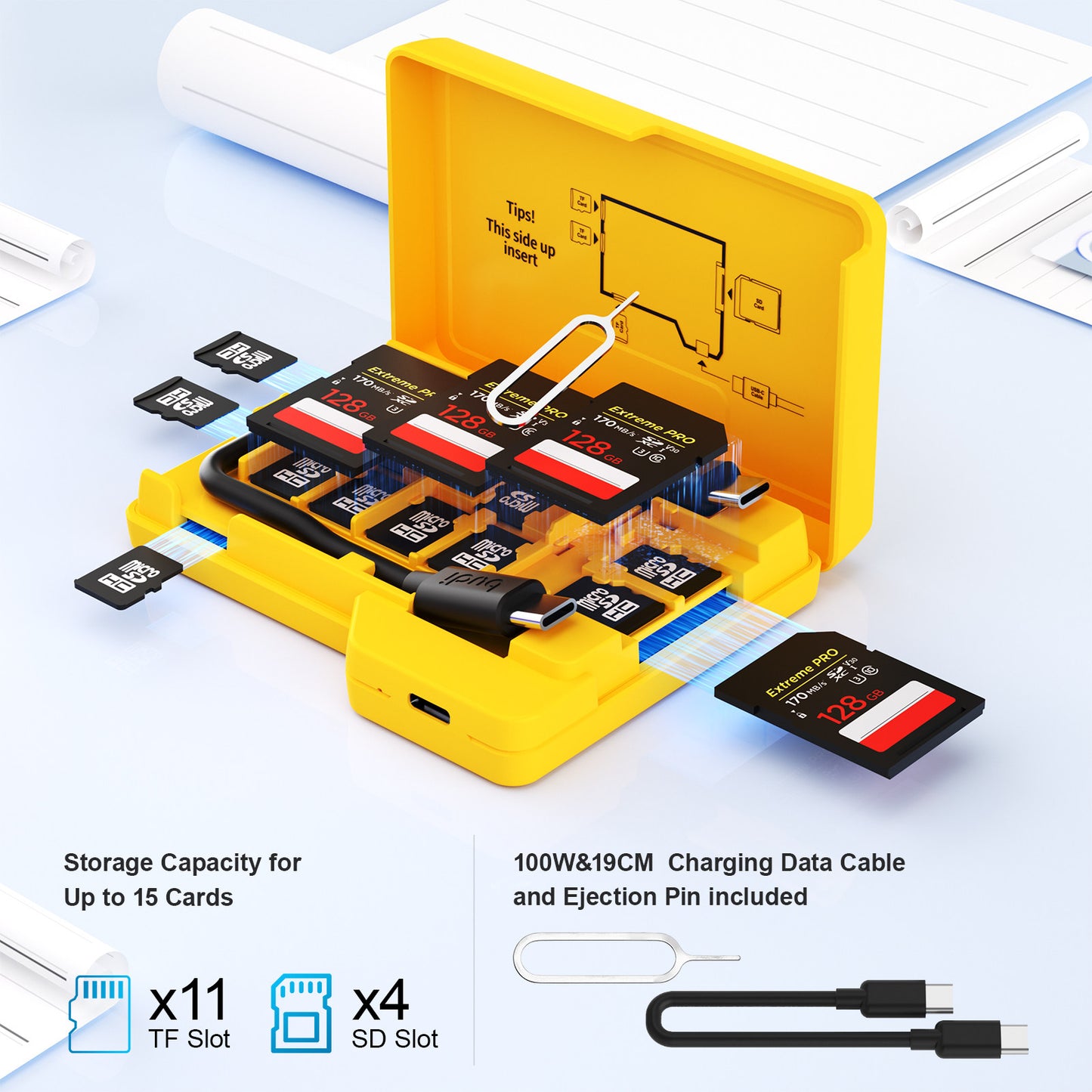 Portable Multi-System Storage Box with USB 3.0 - Yellow Home Organization