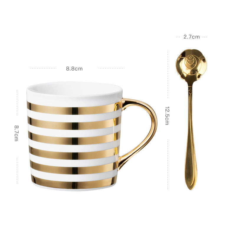 Luxury Coffee Mug with Lid and Spoon - Heart, LOVE, Star Style