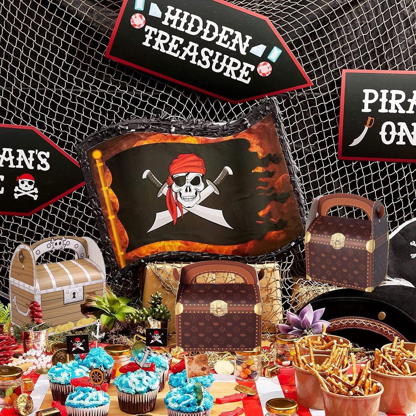 10 Pirate Theme Treasure Gift Boxes - Party Supplies
