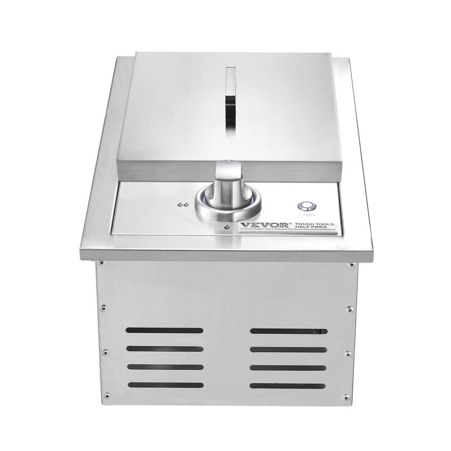 Outdoor Single Gas Side Burner 17,000BTU Propane & Natural Gas - Stainless Steel