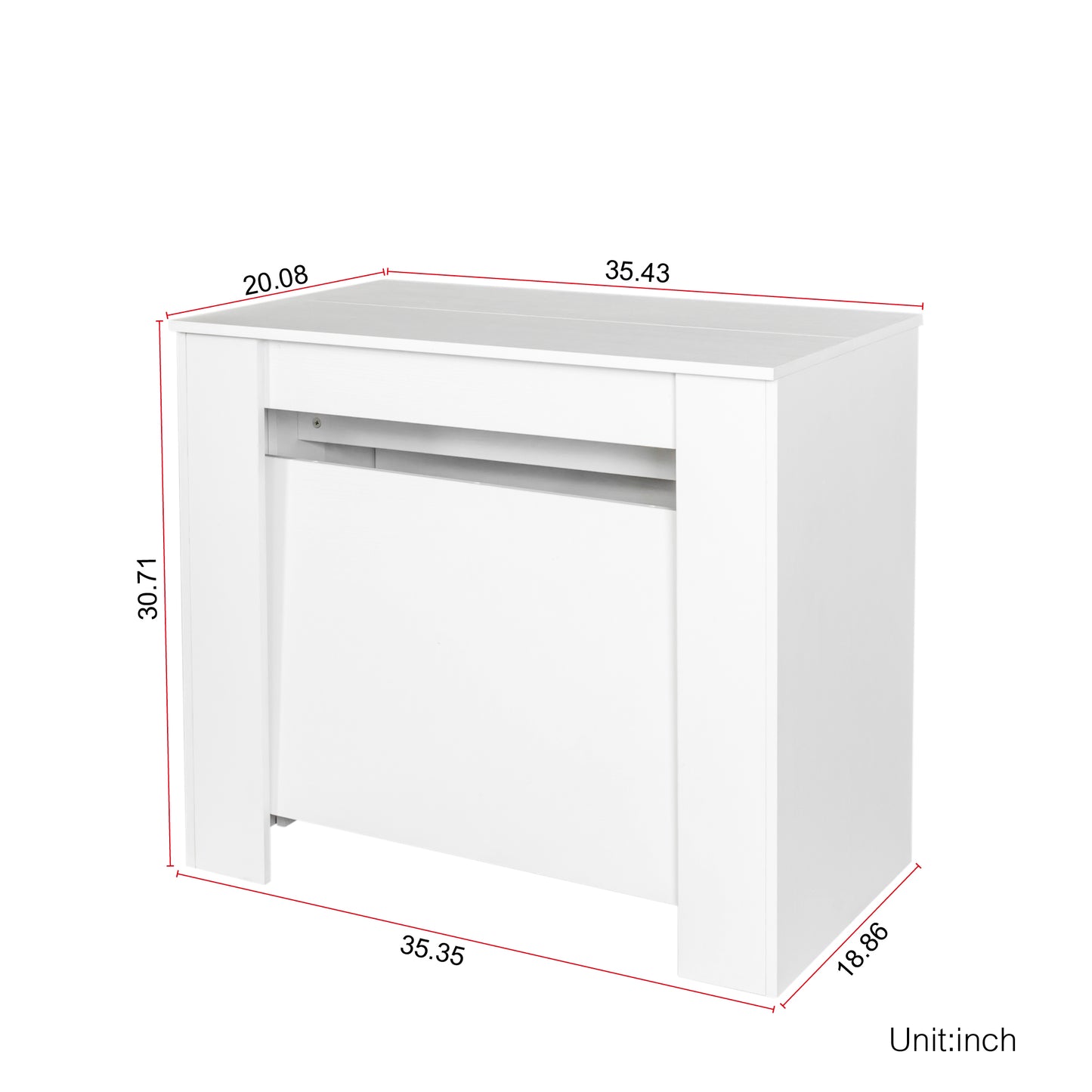 Extendable Console Table - White MDF, 118.5 inches