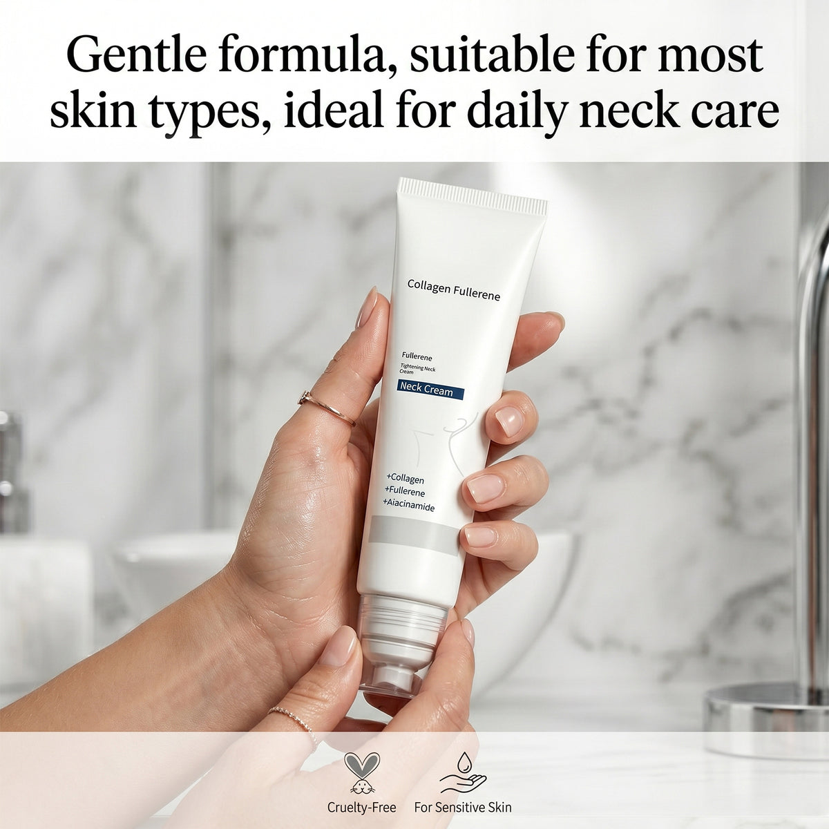 Collagen Neck Cream with Roller Massager, Anti-Aging Firming