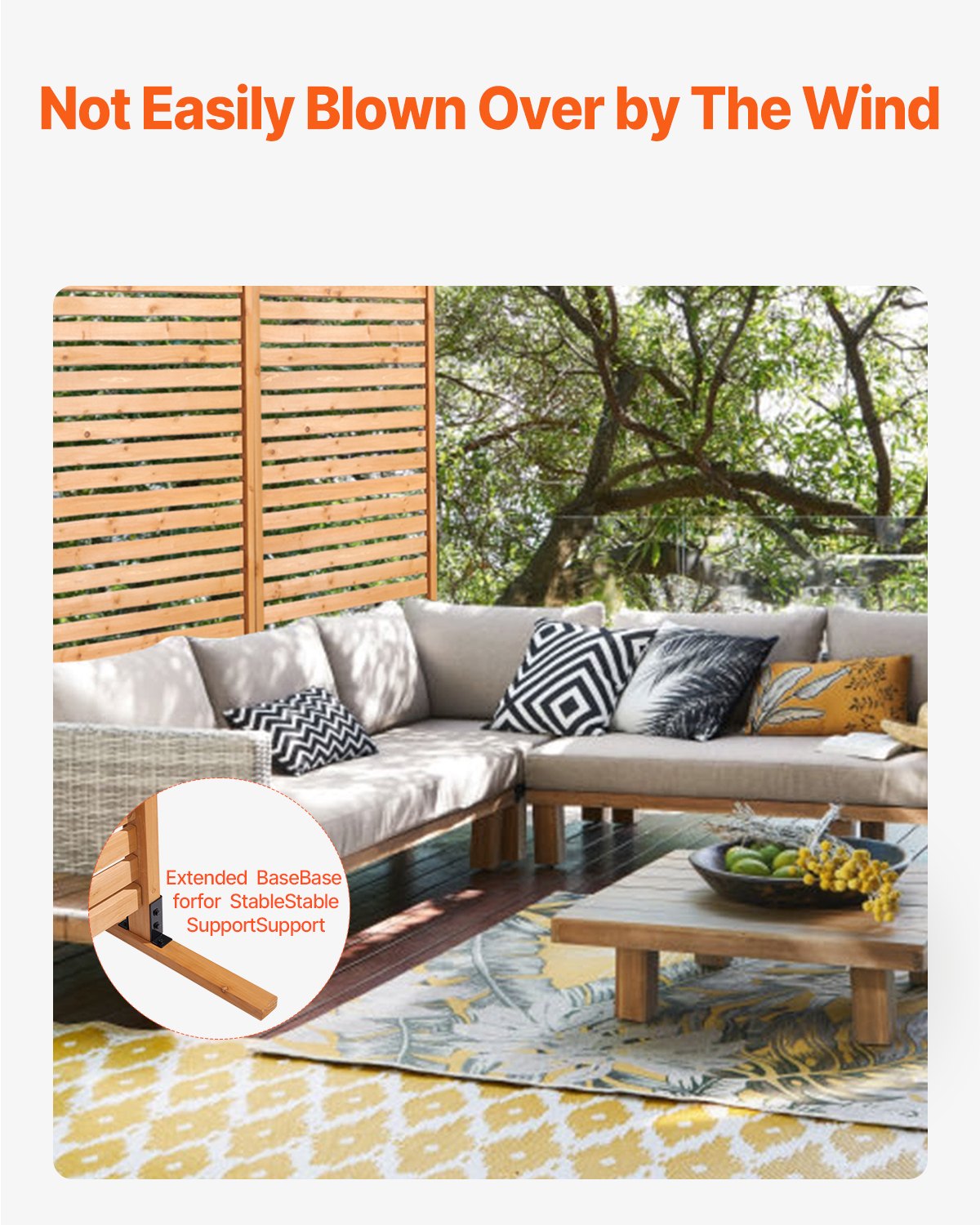 Wooden Privacy Screen 36x76 Inches Outdoor Freestanding Garden Divider Natural Finish