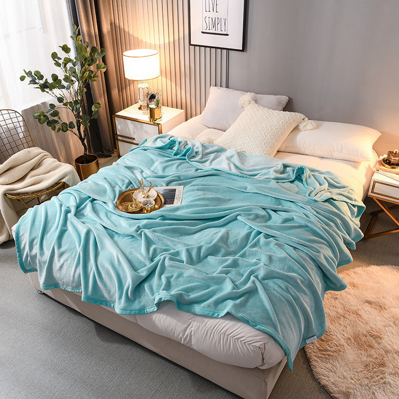 Thick Flannel Blanket for Bedroom and Dormitory Solid Color Winter Bedding