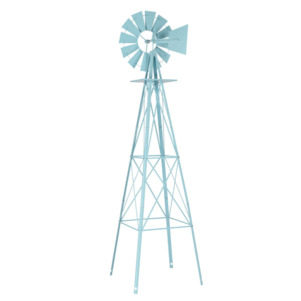 8ft Garden Windmill Wind Vane with Green Steel Construction