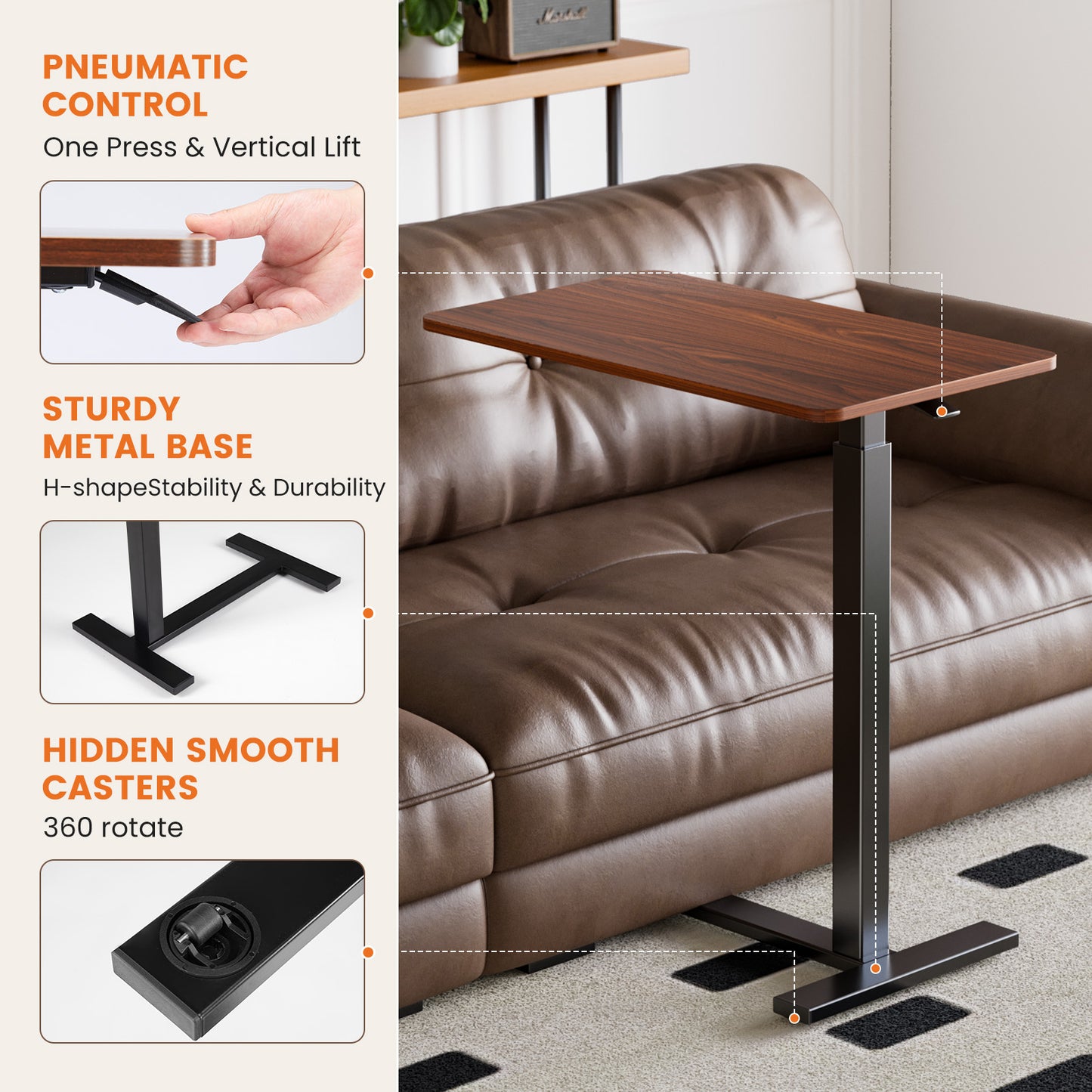 Adjustable Mobile Bed Table - Portable Computer Desk