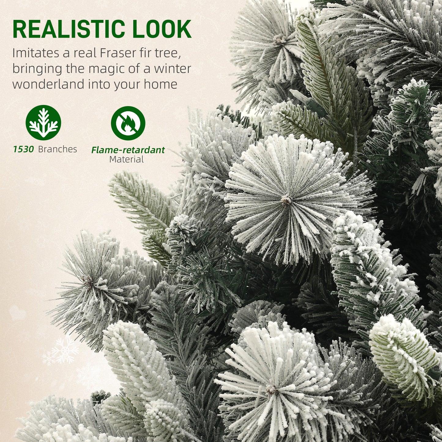 7.5 ft Prelit Flocked Artificial Christmas Tree with 500 Lights