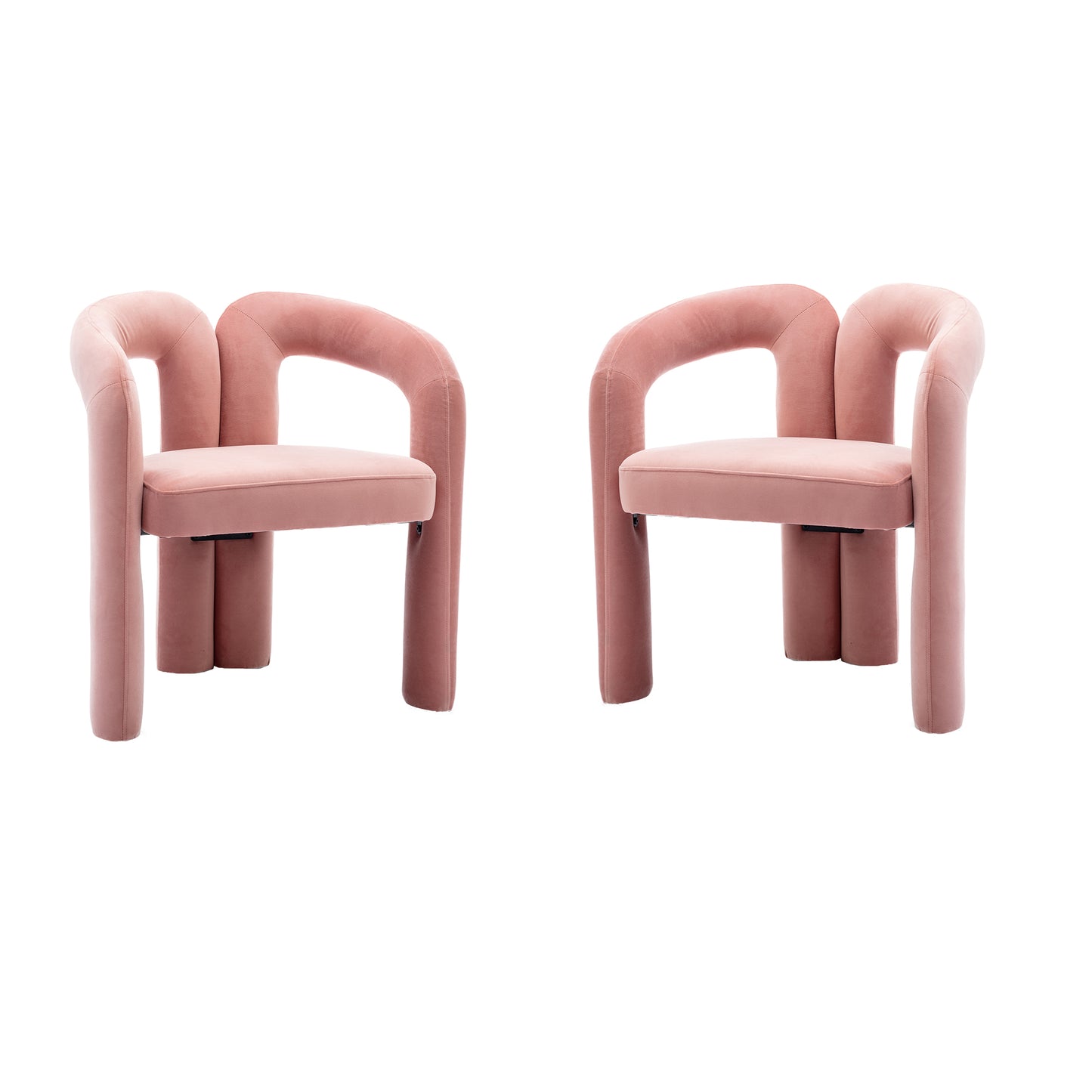 Velvet Upholstered Accent Dining Chair - Set of 2, Pink