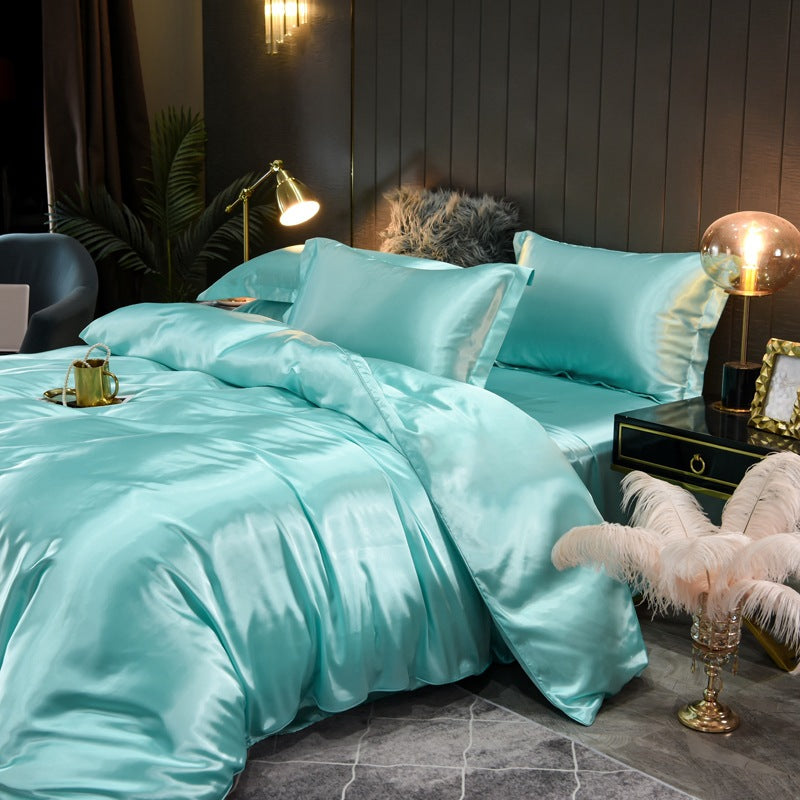 Double-Sided Silk Quilt Cover Set - Four-Piece Bedding Decor