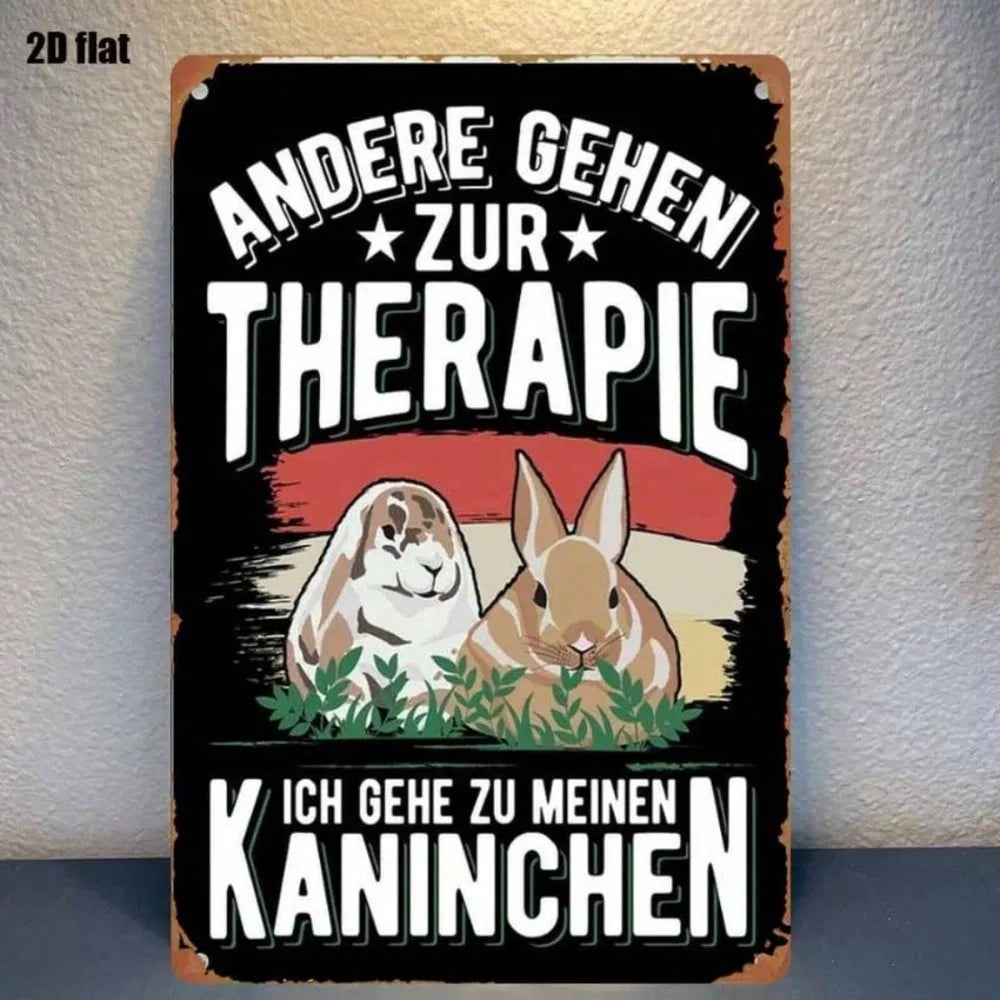 Vintage Rabbit German Slogan Metal Sign - Rustic Wall Art