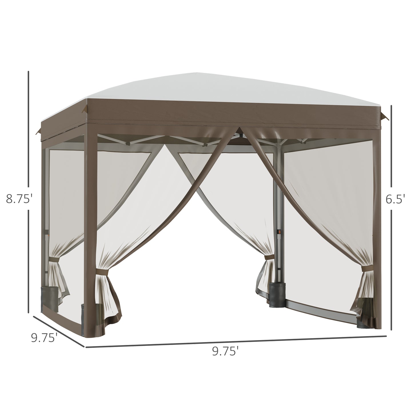 10x10 Pop Up Canopy Tent with Netting - Height Adjustable, Cream