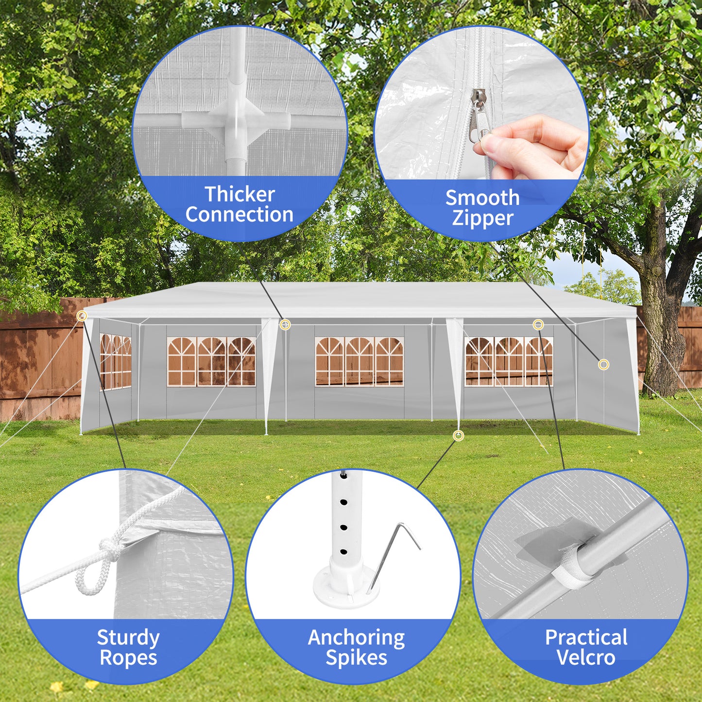 10x30ft White Outdoor Wedding Tent with Removable Sidewalls