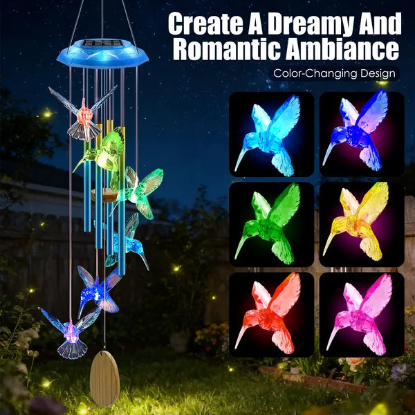 Solar Wind Chimes with Color-Changing LED Lights - Waterproof Decor