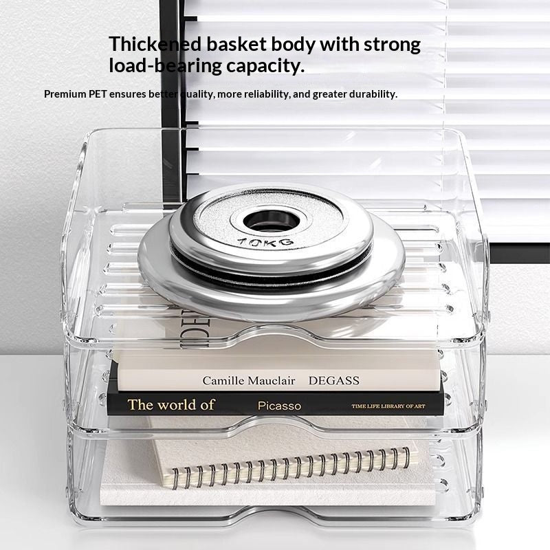 Desktop File Organizer A4 Paper Storage Box Tiered Foldable Home Office