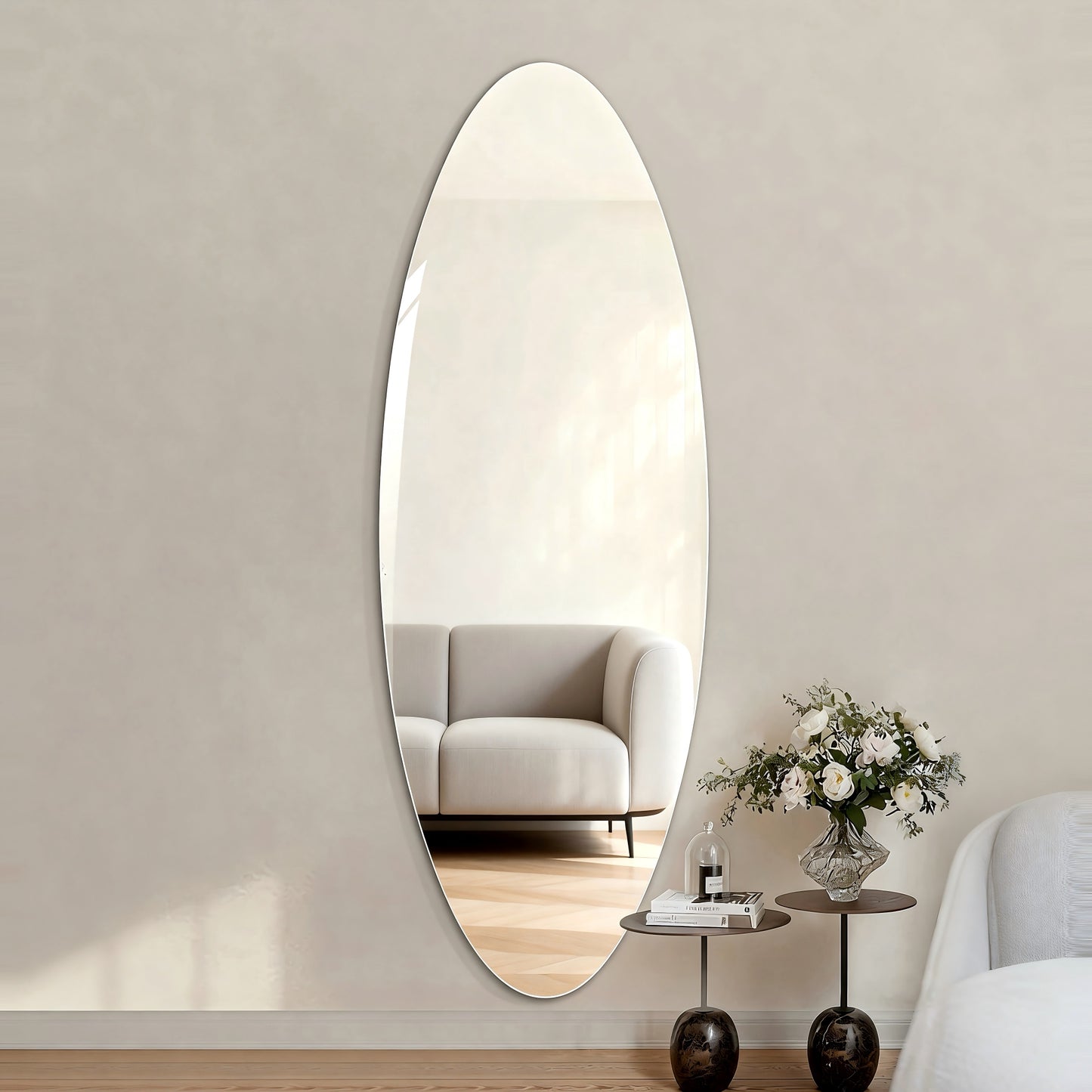 Modern Oval Full Length Wall Mirror - 63" x 24" Clear Glass