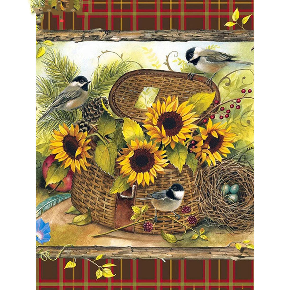 Mosaic Cross Stitch Wall Art Kit - Flower Pattern, Multiple Sizes & Styles
