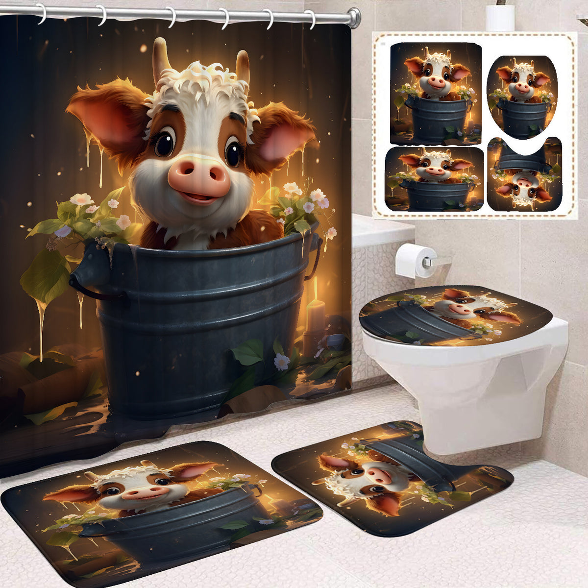 Waterproof Mildew-Resistant Shower Curtain Set - Multiple Sizes & Styles