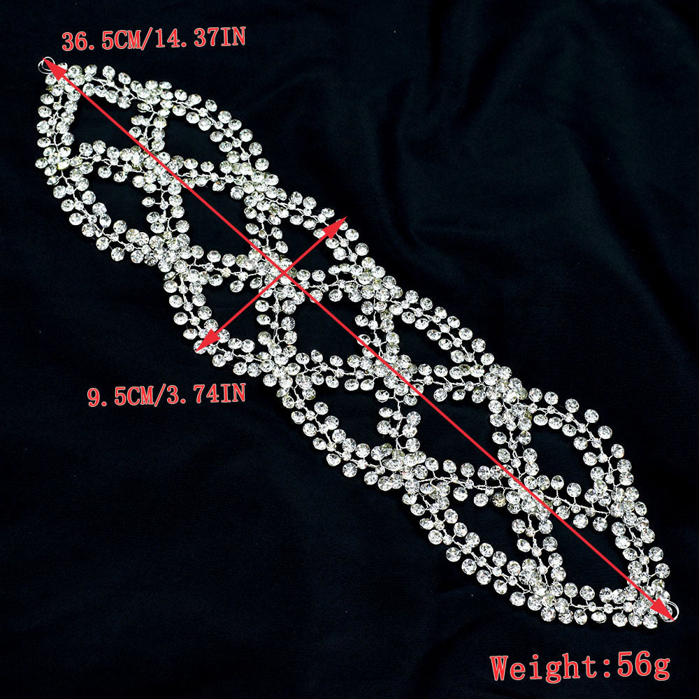 Bridal Rhinestone Cross Tiara Headband - Handmade Silver Hair Accessory