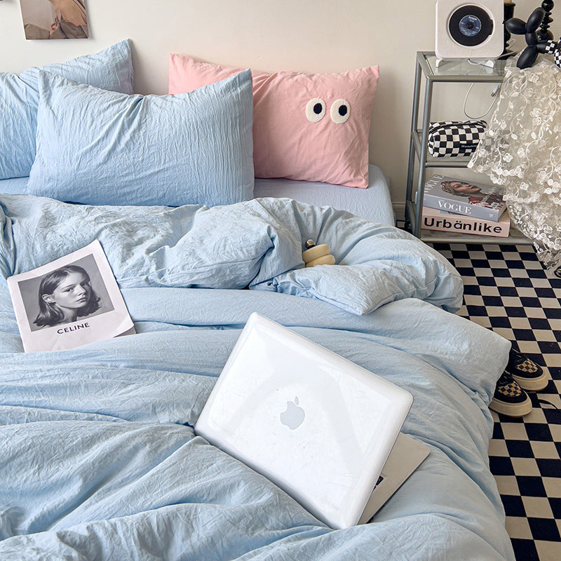 Super Soft Pleated Bed Sheet Quilt Cover Set - Multiple Sizes & Patterns