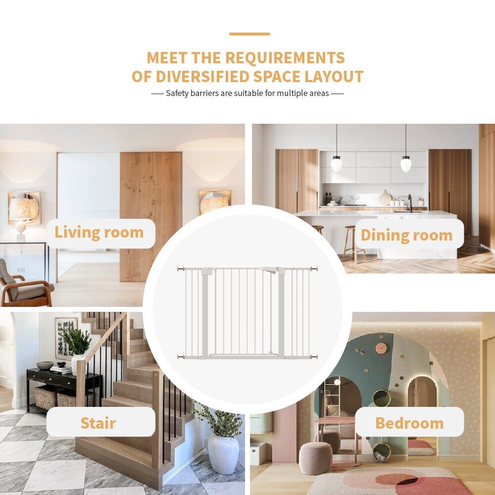 White Child Safety Gate for Baby Door Barrier with Extensions - Baby & Pet Gate