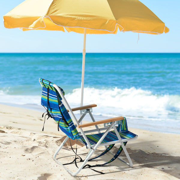 Folding Beach Chair Set of 2 - 4-Position Portable Camping Chairs with Headrest and Cup Holder