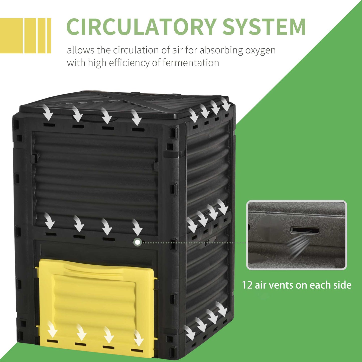 80 Gallon Outdoor Garden Compost Bin with Dual Chambers - Yellow