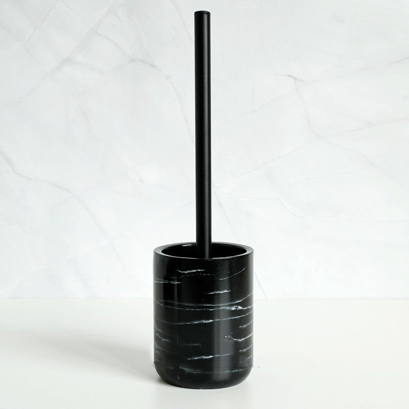 5-Piece Bathroom Accessory Set with Marble Texture Resin Finish - Black & White