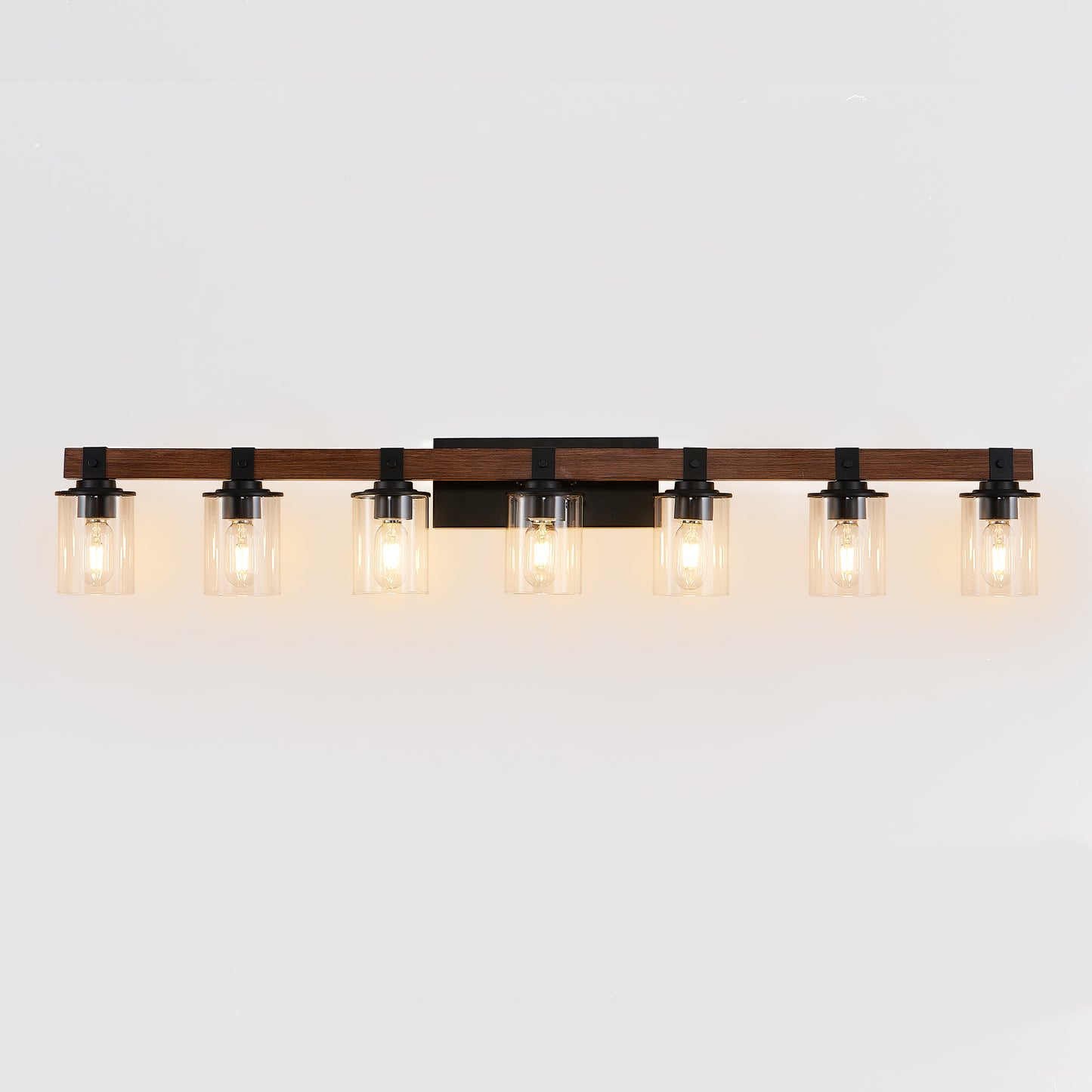 50in Rustic 7-Light Bathroom Vanity Wall Sconce - Farmhouse Industrial Lighting