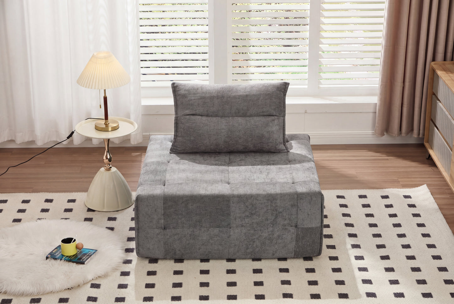Deep Seat Modular Sectional Sofa with Adjustable Backrest - Grey