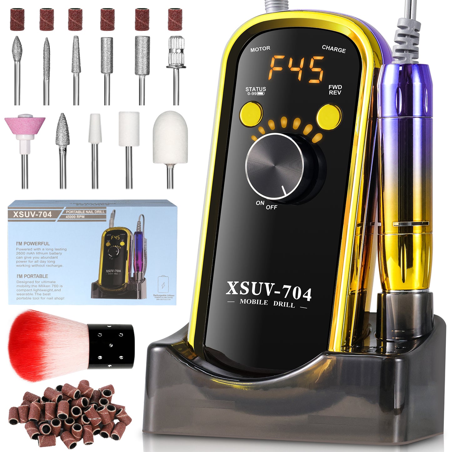 Professional Rechargeable Electric Nail Drill, 40000 RPM Portable Nail File