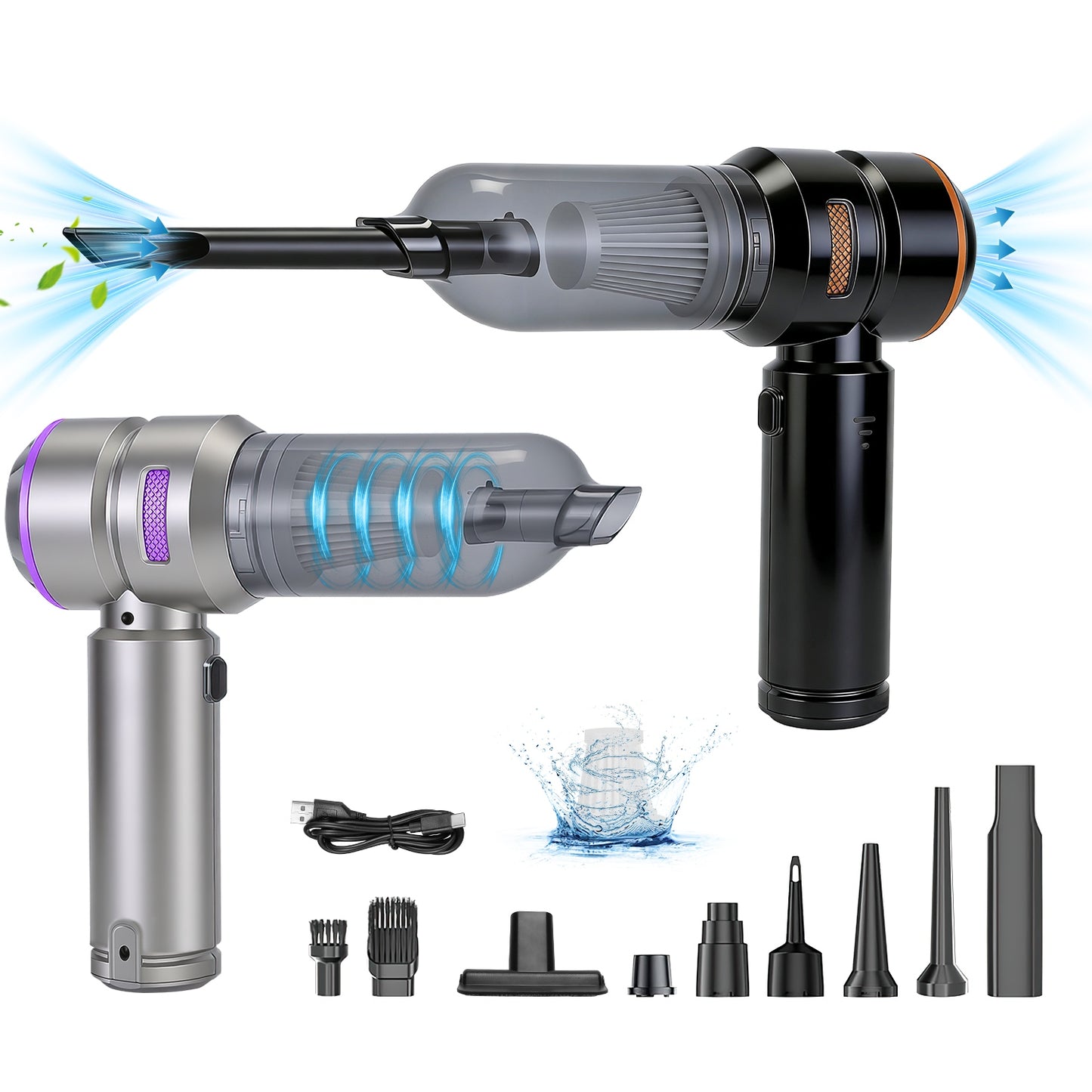 Portable Handheld Car Vacuum Cleaner 4-in-1 Cordless Air Duster & Blower