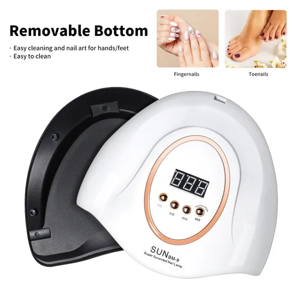 280W UV LED Nail Lamp - Professional Gel Polish Curing Dryer with Timer