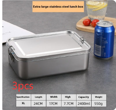 304 Stainless Steel Lunch Box Food Grade with Lid and Partition Options