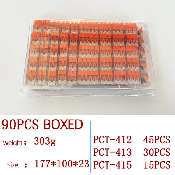 90pcs Electrical Wire Connectors Set - Copper Terminals & Clamps for Fixed Cable Connections