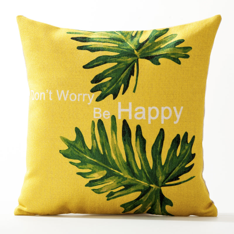 American Style Yellow Bottom Plant Pillowcase 45x45cm Home Decor Cushion Cover