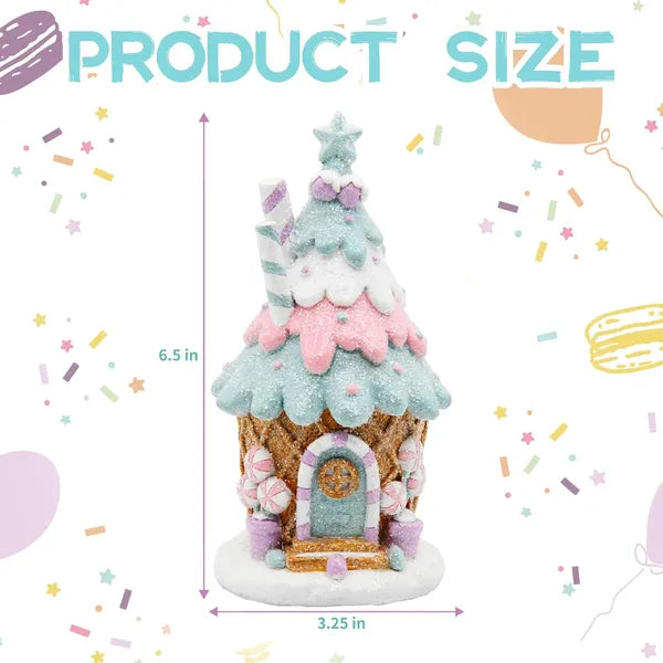 Pastel Pink Gingerbread House Decorations - Christmas Village Decor