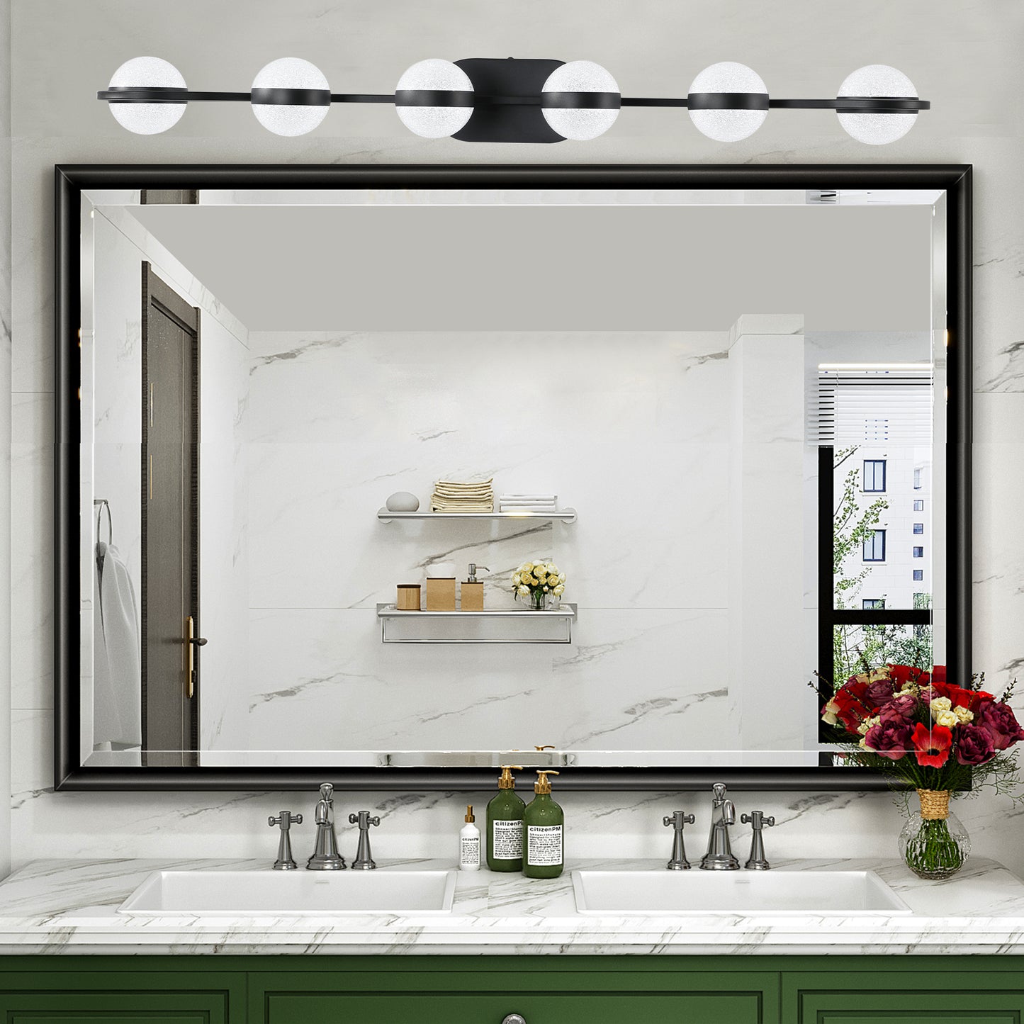 Black Minimalist LED Bathroom Vanity Light - 6-Light Fixture