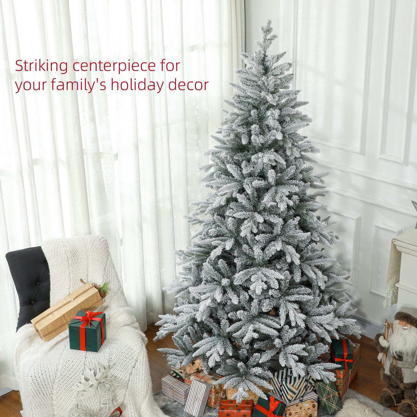 7ft Snow Flocked Artificial Christmas Tree with 1401 Tips