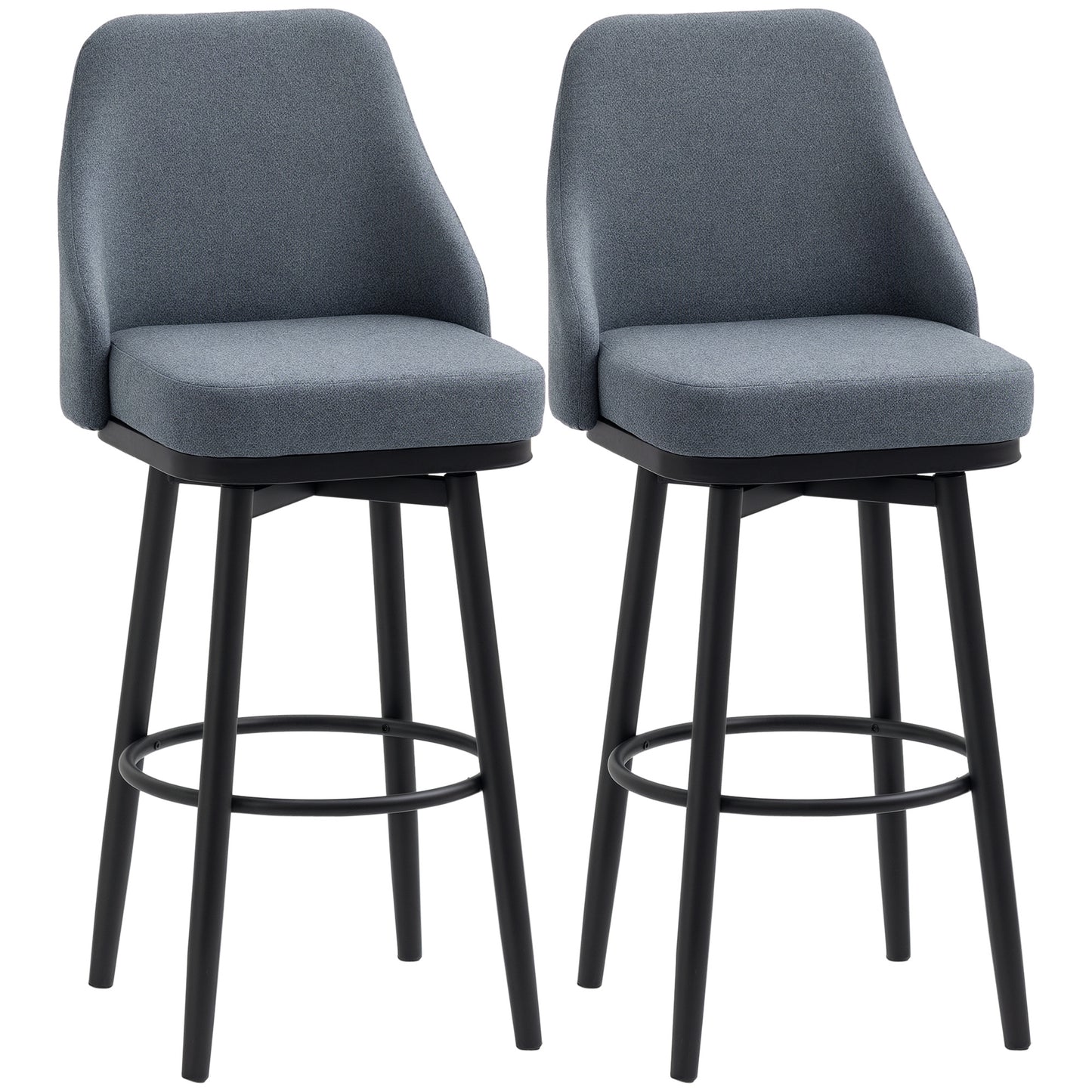 Set of 2 Modern Swivel Bar Stools - Dark Gray