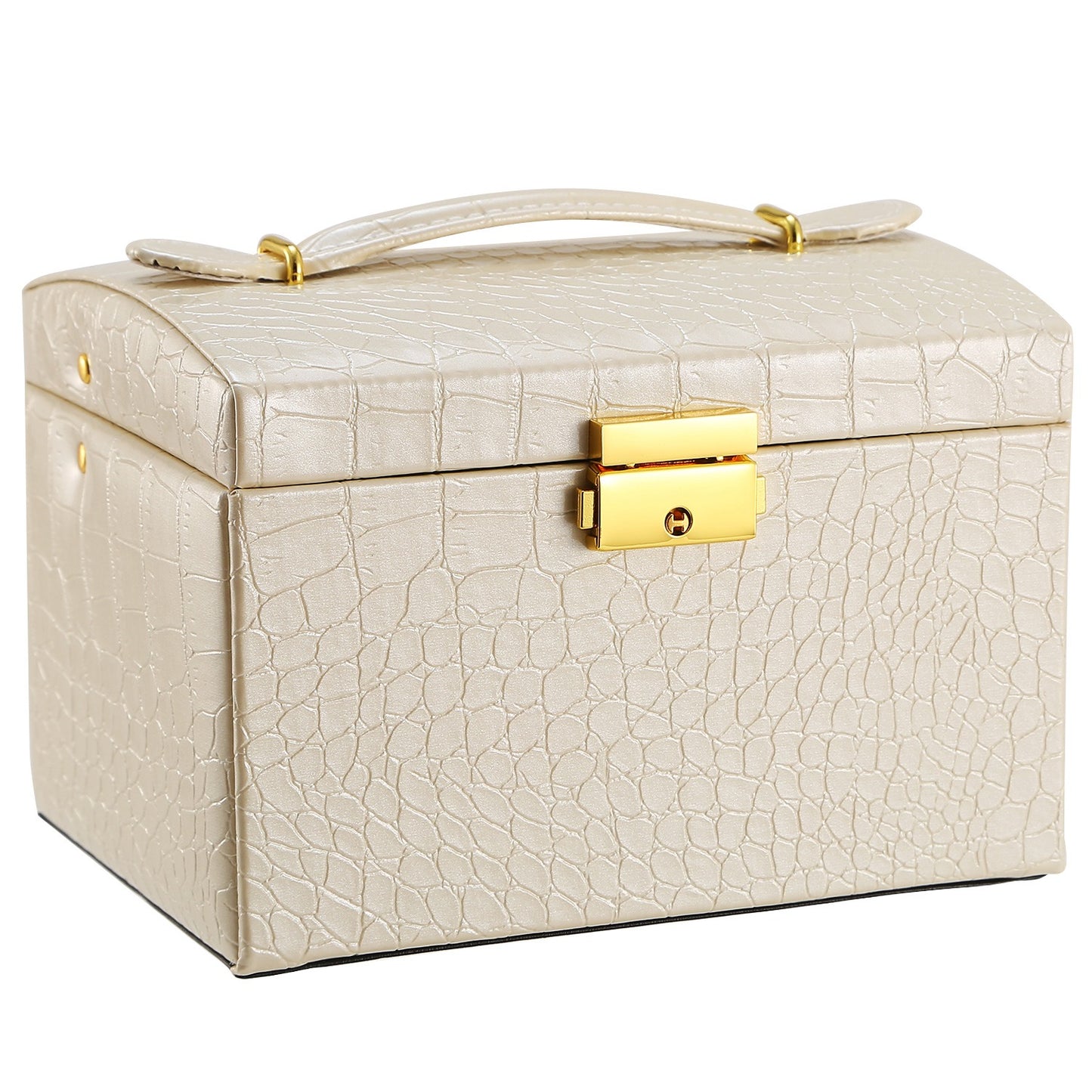 1Pc Jewelry Case Organizer 3-layer Lockable Travel Box PU Leather