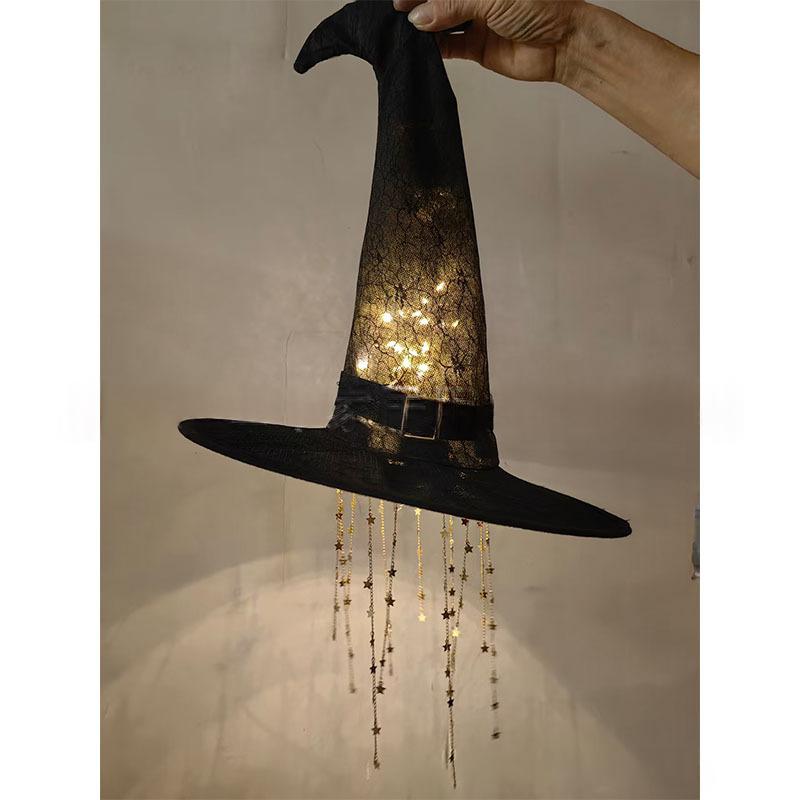 Glowing Witch Hat Hanging Bell Craft for Home and Garden Decor