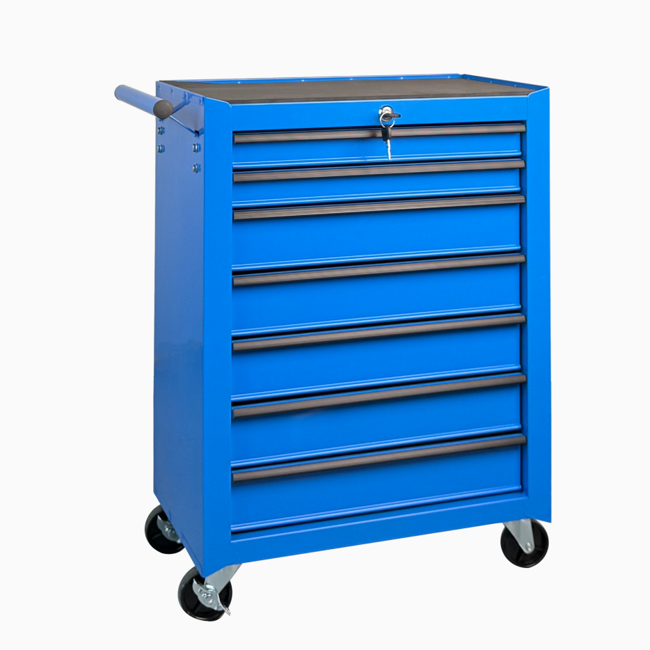 Rolling 7-Drawer Metal Tool Chest - 20" Blue Storage Cabinet